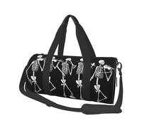 (Halloween Posable Skeleton Skull) Print Round Large Travel Bag - Multi-Compartment Organizer Lightweight for Trips & Sports