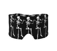 Halloween Posable Skeleton Skull Print Sleep Eye and Ear Muffs Mask - Adjustable Yoga Travel Headband, Keep Warm Shading Comfortable Aid