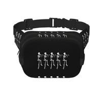 Halloween Posable Skeleton Skull Print Square Double Layer Waist Bag Men Women Daily Outdoor Sports Running Travel