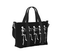 Halloween Posable Skeleton Skull Print Travel Hand Bag for Women Men Lightweight Foldable for Weekend Trips Gym Vacation
