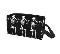 Halloween Posable Skeleton Skull Print Travel Storage Bag for Men Women,Large Capacity Organizer Portable Toiletry Bag