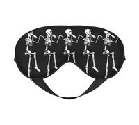 Halloween Posable Skeleton Skull Print Women Men Two-Sided Adjustable Strap Eyeshade Sleep Travel Relax Blackout Eye Mask