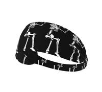 Halloween Posable Skeleton Skull Printing Double-Sided,Unisex Elastic Sports Headband,Ideal As A Gift For Sports-Loving Friends,Family