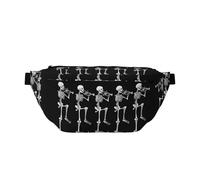 (Halloween Posable Skeleton Skull) Super Large Crossbody Waist Pack for Men Women,Adjustable Belt Waist Packs for Outdoors Sport,Hiking Travel Cycling Hiking Climbing