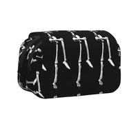 Halloween Posable Skeleton Skulldouble Layer Pencil Case With Flip Top Big Pencil Bag Pouch Stationery Organizer Makeup Bag For Boys Girls Teen College Students School Adults & Office Supplies