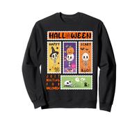 Halloween Postage Stamp Retro Skeleton Halloween Kids Sweatshirt