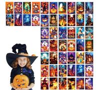 Halloween Postcards, Vintage Halloween Postcards | 50X Scary Note Cards, Assorted Greeting Cards, Ghost Castle, Pumpkin Skeleton, 4x6 Inch, Set of Cards