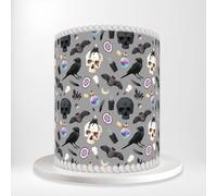 Halloween Potion Bottles Skulls Ravens Bats Spooky Fun Grey Wrap Around Print A4 Edible Paper Icing Sheet Cake Topper Side Ribbon Border Decor for Personalised Themed Decorations
