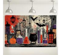 Halloween Potion Lab Backdrop, Spooky Vintage Party Decorations, Creepy Witch Craft Supplies for Halloween Events, Fall Festival 71x43 Inch