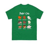 Halloween Potter Cats T-Shirt - Funny Cat Wizard T-Shirt Cute Magic Kitten Witch Costume Spooky Gothic Novelty Gift for Cat Lovers Unisex Tee Top (Kelly Green, 9 Years)