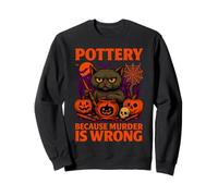 Halloween Pottery Cat Costume Funny Pun Orange Purple Sweatshirt
