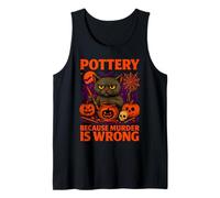 Halloween Pottery Cat Costume Funny Pun Orange Purple Tank Top