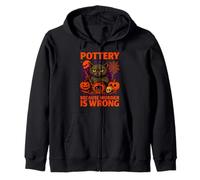 Halloween Pottery Cat Costume Funny Pun Orange Purple Zip Hoodie