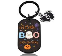 Halloween Pregnancy Announcement Keychain Spooky Gifts for Mom to Be Dad to Be Expecting Parents - Baby Shower Gender Reveal Keepsake Stainless Steel Boo Bakset Stuffers for Women Men