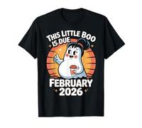 Halloween Pregnancy Due February 2026 Ghost Messy Bun Mama T-Shirt