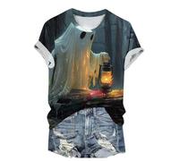 Halloween Preppy Clothes Women Clearance Halloween Cute Ghosts Printed T Shirt Halloween Oversized Round Neck Short Sleeve Fashion Tees Fall Trendy Tops Halloween Casual Loose Basic Blouses S-6XL
