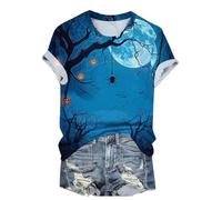 Halloween Preppy Clothes Women Clearance Halloween Cute Ghosts Printed T Shirt Halloween Oversized Round Neck Short Sleeve Fashion Tees Fall Trendy Tops Halloween Casual Loose Basic Blouses S-6XL
