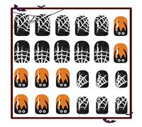 Halloween Press On Nails,24pcs Halloween False Nails With Glues Glittering Black Short Square Stick with Spiderweb Design for Women and Girls A5WSLMFJ
