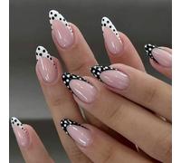 Halloween Press On Nails 24Pcs Shimmers Polkas Dots Design ABS Construction Long Lasting Party Daily Wear Manicure French Tip Press On Nail