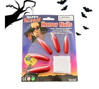 Halloween Press-On Nails, Gothic Fake Nail, 10-Piece Long Spooky Nail Set, Easy Adhesive Application, Design for Instant Costume Glam, Vampire Masquerade Stage Performance Cosplay Dress-Up