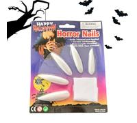 Halloween Press on Nails - Long Coffin Design, Gothic Kit | Instant Art for Witch Theme Makeup Performance or Holiday Night, Claws Decorative Pair