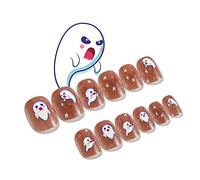 Halloween Press On Nails Pumpkin Child Adult Multi Color On Nail False Tips Artificial Finger Manicure Short Square Nails Full Cover On