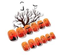 Halloween Press On Nails Pumpkin Child Adult Multi Color Press On False Tips Artificial Finger Manicure