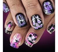 Halloween Press On Nails Square Fake Nails Acrylic Spiders Web False Stick On Full Cover Fake Square False Nail