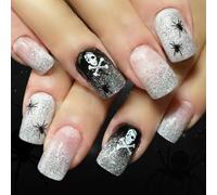 Halloween Press On Nails Square Glues With Design Glitters Gradient Stick Full Covers Artificial Full Cover Artificial Nail