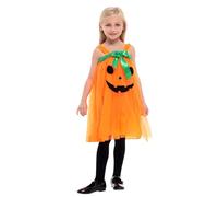 Halloween Princess Dress Up Costume for Kids Girls Cute Cartoon Pumpkin Tutu Dresses Ghost Fancy Dress Carnival Cosplay Clothes Playwear Theme Party Role Play Party Age 3-12 (Orange, 6-9years)