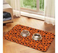 Halloween.Print Pet Absorbent Leather Tablecloth,Wipe Clean Quick Dry,Food Mat For Small Animals
