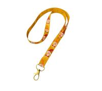 Halloween Print Ribbon Lanyard - 2cm Neck Strap with Lobster Clasp - Floral Badge Holder or Keychain - Individual or Bundle Pack (Orange Gnome)