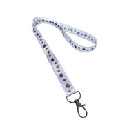 Halloween Print Ribbon Lanyard - 2cm Neck Strap with Lobster Clasp - Floral Badge Holder or Keychain - Individual or Bundle Pack (Metallic Paws on White)