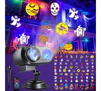 Halloween Projector Lights Outdoor, 2-in-1 HD Holiday Light Projector with Remote Control & Timer, IP65 Waterproof, 10 Slides & 10 Colors Ocean Wave Effects for Yard, Garden, House, Xmas Decorations