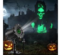 Halloween Projector Lights Outdoor Indoor - 3D Dynamic Green Skull Ghost Projector Decorations Lights, Waterproof Halloween Light for Window, Ground, Roof, Wall,Cemetery, Halloween Decor