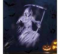 Halloween Projector Lights Outdoor Indoor - 3D Dynamic White Reaper Projector Decorations Lights with Timer, Waterproof Halloween Light for Wall, Window, Ground, Roof, Cemetery, Holiday Decor