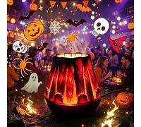 Halloween Projector Lights Pumpkin Pattern 3D Firewood Night Light with HD Pattern Projection LED Projector Night Light for Bedroom, Living Room, Party and Holiday Decorations