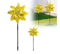 Halloween Prop 10 Pack Reflective with Stakes, 19. 7 inch Gold & Silver -Assembled Pin Wheel for Scare Birds and Unwelcome Animals Form Yard, Garden, Halloween Skeletons (B, One Size)
