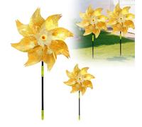Halloween Prop 10 Pack Reflective with Stakes, 19. 7 inch Gold & Silver -Assembled Pin Wheel for Scare Birds and Unwelcome Animals Form Yard, Garden, Halloween Skeletons (A, One Size)