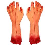 Halloween Props 1 Pair Realistic Bloody Severed Fake Hands Vinyl Fake Body Parts for Haunted House Decor Horror Props Haunted House Bar Secret Room Decoration