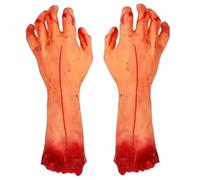 Halloween Props 1 Pair Realistic Bloody Severed Fake Hands Vinyl Fake Body Parts for Haunted House Decor