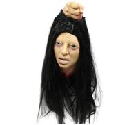 Halloween Props Bloody Realistic Head with Long Hair Latex Hanging Scary Stuff Cut Off Head Halloween Decorations for Party Haunted House Severed Prop Scary Stuff