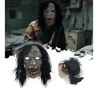 Halloween Props Life Size Walking Dead Rotting Severed Head The mask Costume Adult(Grey1,40X25cm)