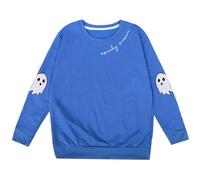 Halloween Pullover Girls Crew Neck Sweatshirt Girls Comfortable Without Hood Large Sizes Fleece Children's Jumper Fashionable Soft Funny Ghost Sweat Jacket for Halloween Costumes Outfits