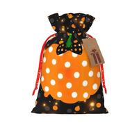 Halloween Pumpkin 1 Printing Drawstring Christmas Bag With Kraft Tag 4.7x6.9 Inch For Halloween Wrapping Gifts