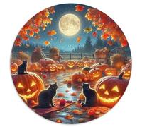 Halloween Pumpkin 1000 Piece Halloween Theme Round Puzzles for Kids And Adults Gift for Family Unique Shape Unique Challenge Games 1000pcs (67.5x67.5cm)