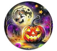 Halloween Pumpkin 1000 Piece Halloween Theme Round Puzzles Jigsaw for Adults Gift for Family Unique Shape And Home Decor Creative for Teenagers And Adults 1000pcs (67.5x67.5cm)