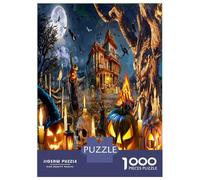Halloween Pumpkin 1000 Piece Jigsaw Puzzle Haunted House Jigsaw Puzzle for Adults Night Scene Relaxation 70x50cm/1000pcs