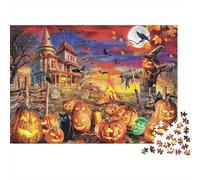 Halloween Pumpkin 1000 Piece Leisure Puzzle for Adults Vibrant Spooky Halloween Pumpkin Castle Art Premium Sturdy Challenging Stress Relief 70x50cm/1000pcs