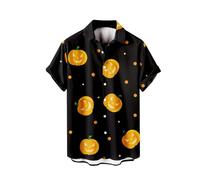 Halloween Pumpkin 3D Pattern Tshirts Corduroy Shirt Women Halloween Pumpkin Stereo Print Casual Short Sleeve O Neck Tops Shirt Black